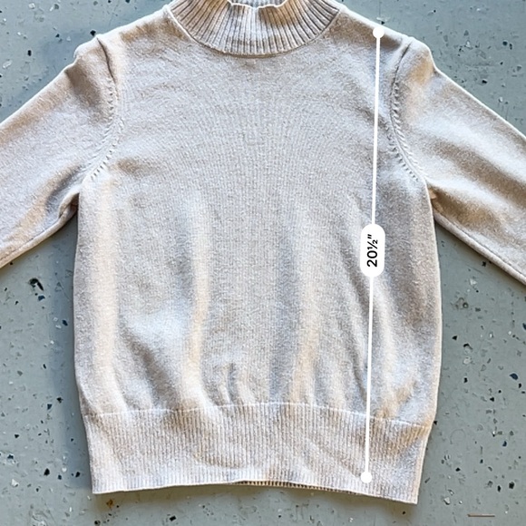 Minimalist Oatmeal Mock Neck Cotton Sweater Size XS Ribbed Neutral Capsule Knit - Picture 9 of 12